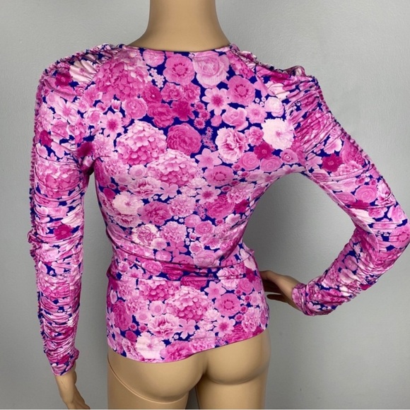 NEW STINE GOYA RUCHED SLEEVE FLORAL PRINT TOP - Picture 8 of 10